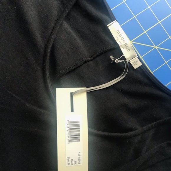 Mododoc Crossover Front Faux Wrap Knit Dress Black - Picture 3 of 6